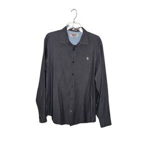 Original Penguin Large Gray Shirt Men's Long Sleeve Button Up